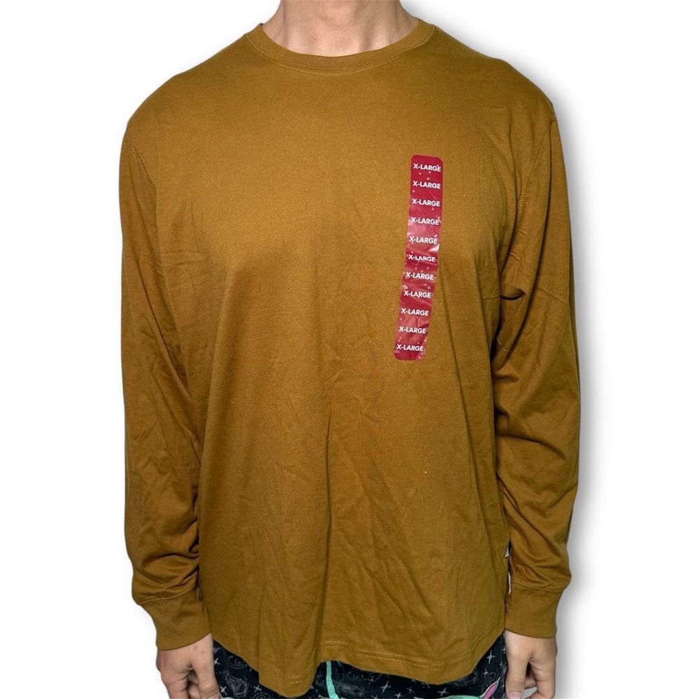 Eddie Bauer Brown Long Sleeve CrewNeck Tee Classic Crew